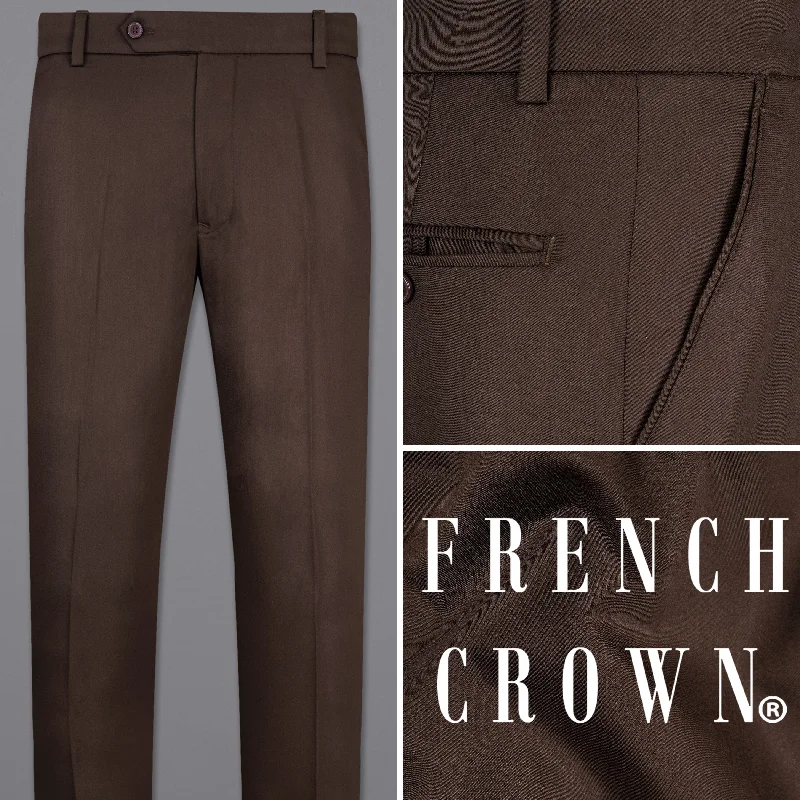 Bistre Solid Brown Pant