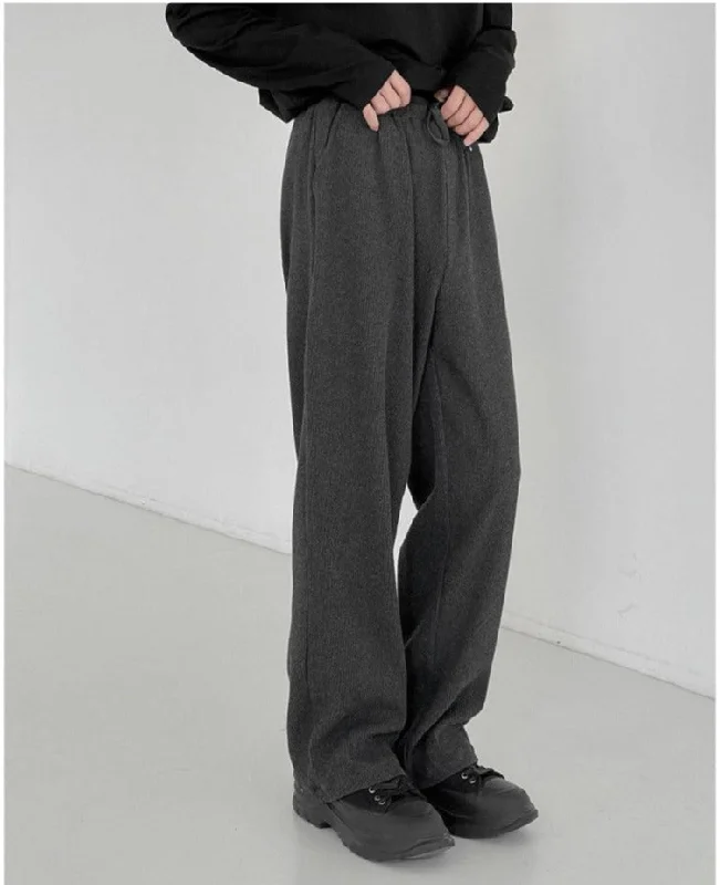 Elastic Waist Drawstring Striped Knitted Drape Pants