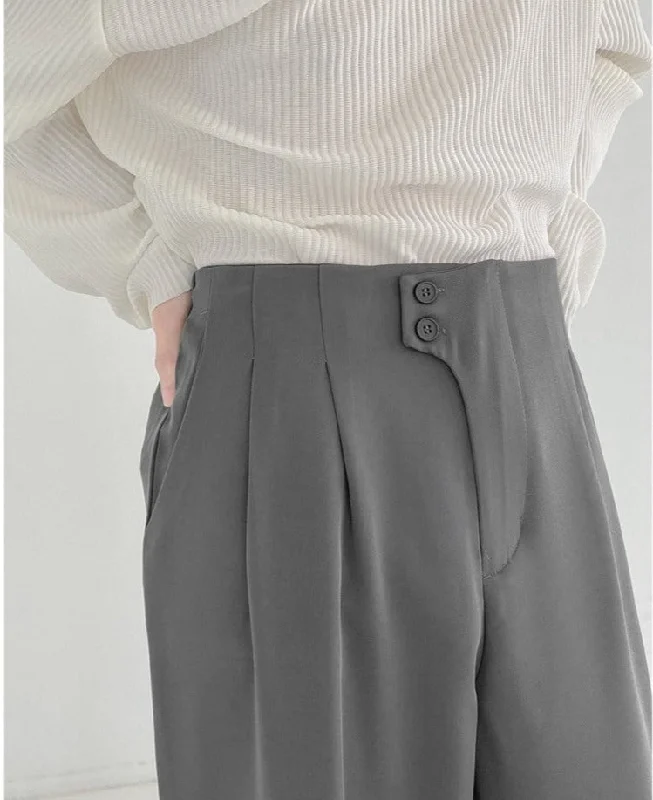 Elastic Waist High-Waisted Wide-leg Pants