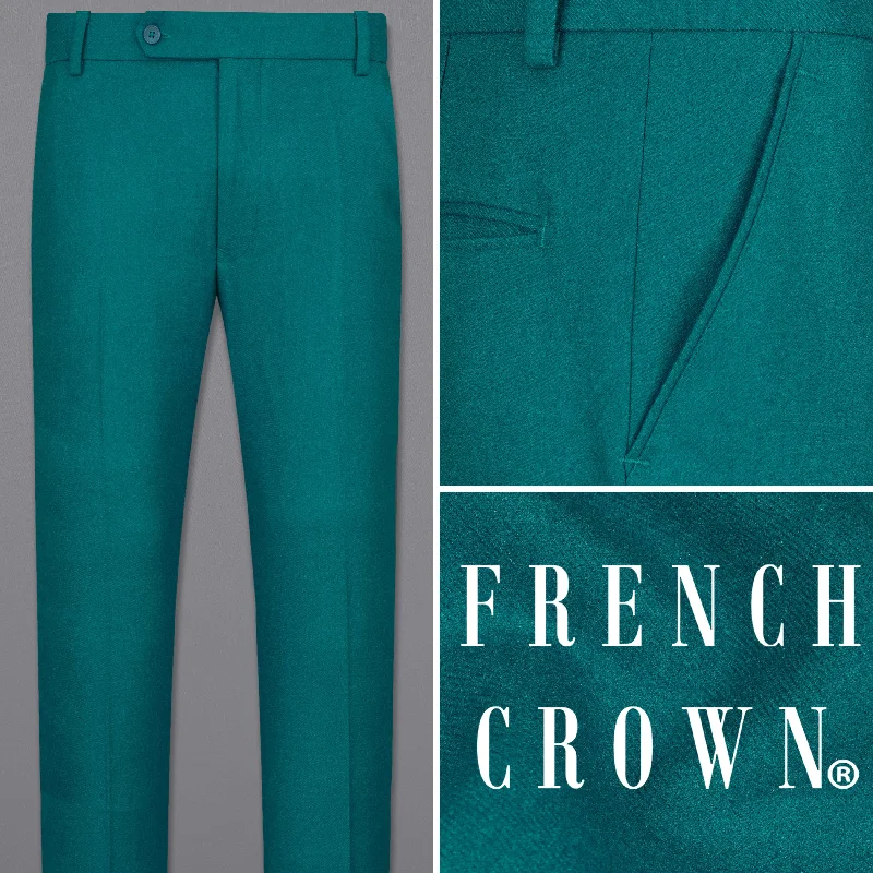 Turquoise Pure Wool Textured Pant