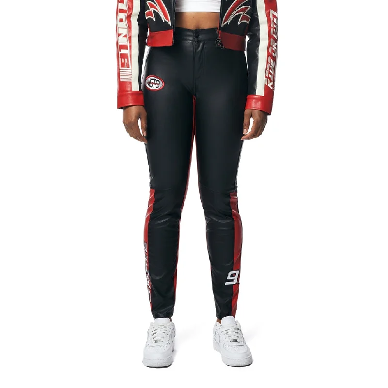 Vegan Leather Racing Pants - True Red