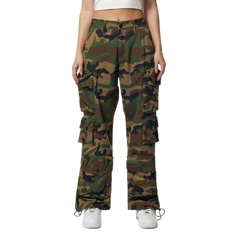 Windbreaker Utility Wide Leg Cargo Joggers - Wood Camo