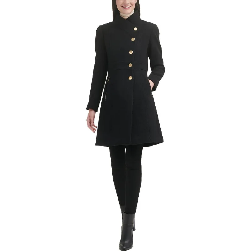 Womens Wool Blend Textured Pea Coat