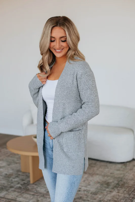 Eboni Knit Cardigan - Heather Grey