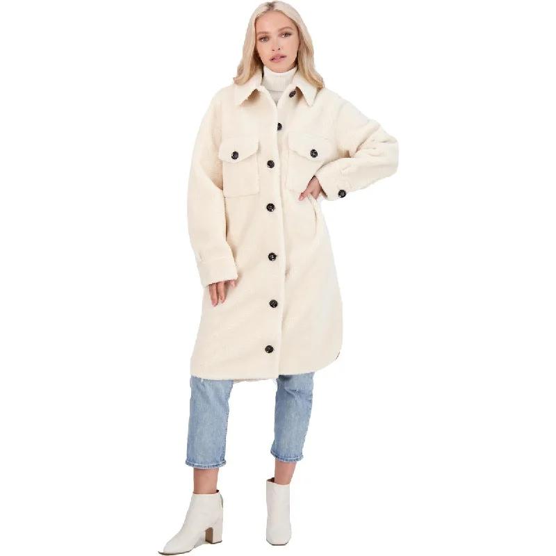 Rebecca Minkoff Harper Women's Long Wool Button Down Shirt Jacket