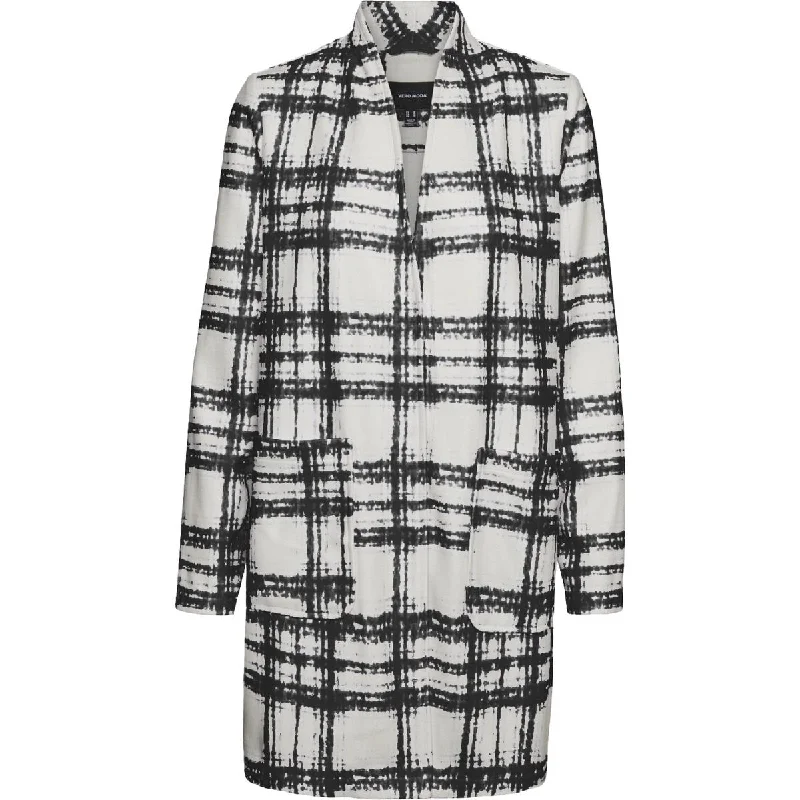 Vero Moda Brushed Freja Women's Plaid Print Mid-Length Jacket