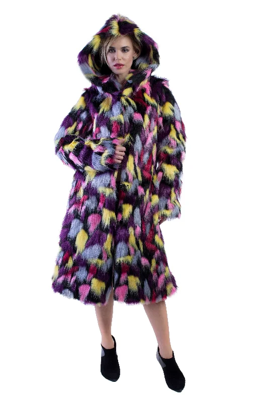 Women's Playa Coat in "Kaleidoscope-pink-yellow-blue"