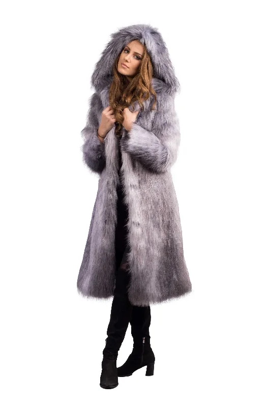 Women's Playa Coat in "Silvery Fox Tail"