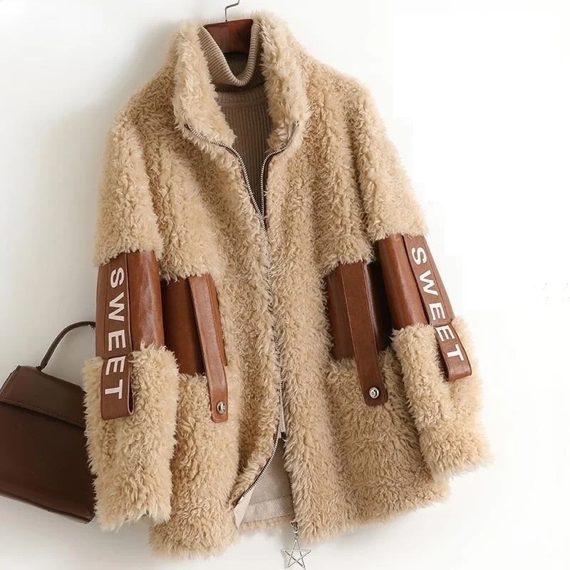 Women's Winter Casual Fashion Wool Fur Thick Warm Zipper Coats