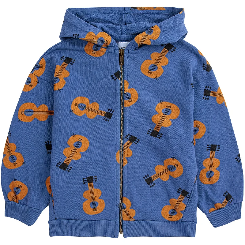 Acoustic Guitar All Over Hoodie in Navy Blue by Bobo Choses