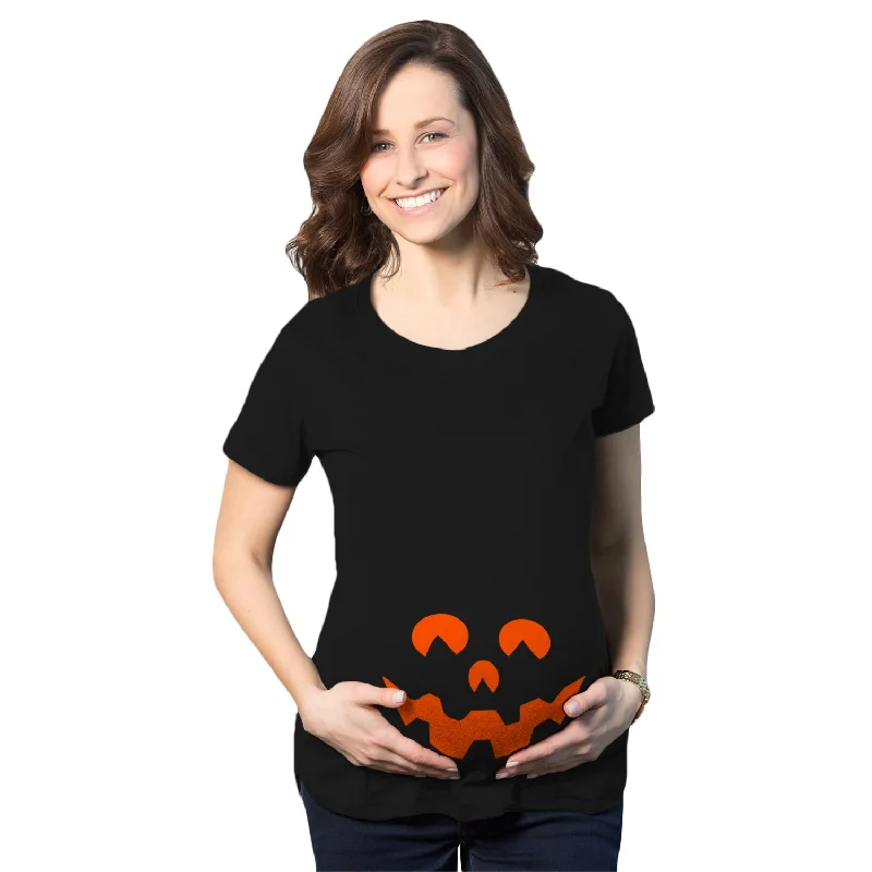 Cartoon Eyes Pumpkin Face Maternity T Shirt