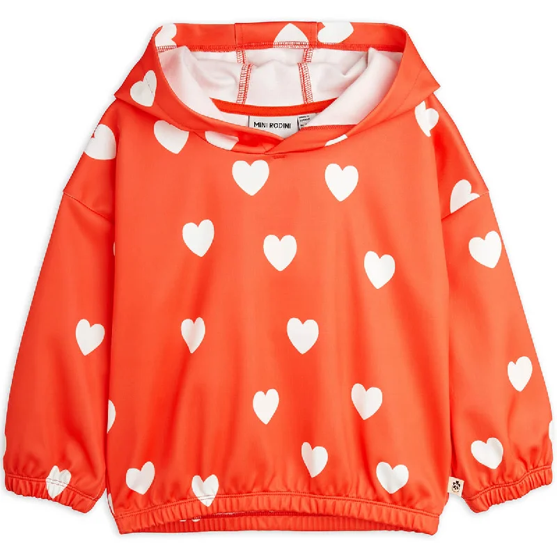 Hearts Hoodie in Red by Mini Rodini