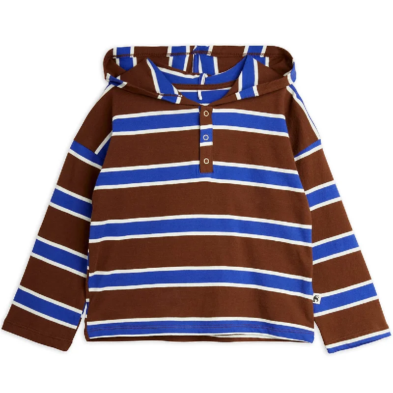 Stripe Hoodie in Brown by Mini Rodini - Last One In Stock - 140/146 (9-11 Years)