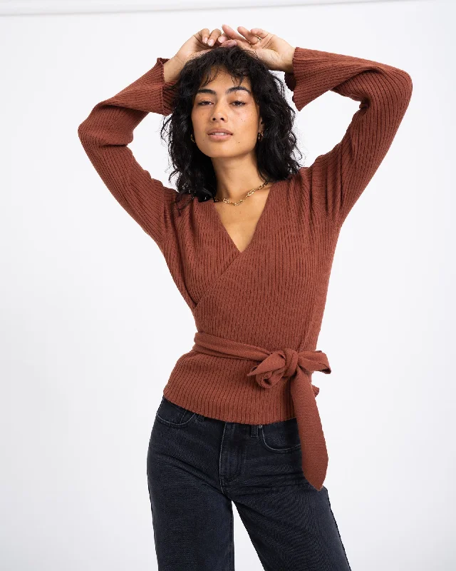 TILTIL Winny Wrap Knit Flare Red Rust