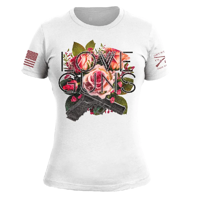 Women's Love Guns Slim Fit T-Shirt - White