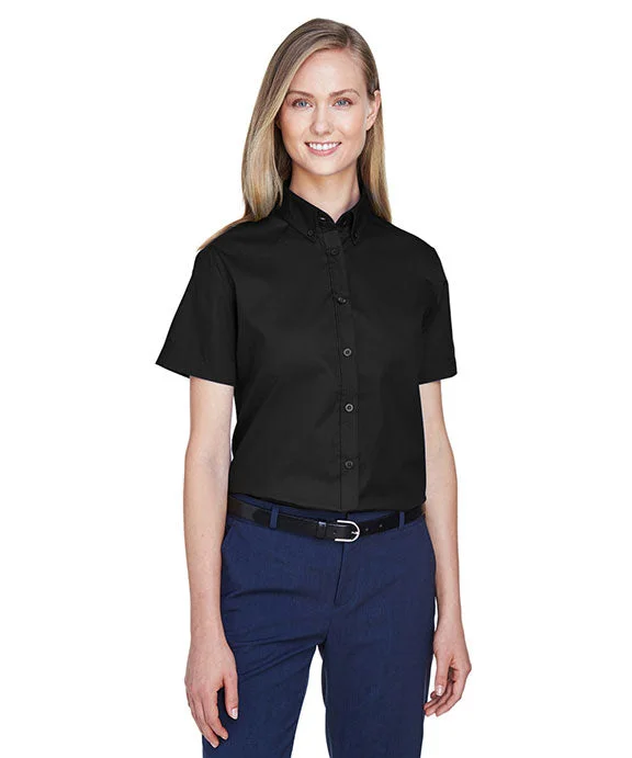 78194 - Core 365 Ladies Optimum Short-Sleeve Twill Shirt | Black