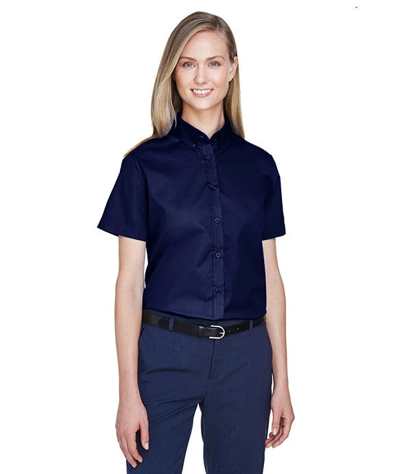 78194 - Core 365 Ladies Optimum Short-Sleeve Twill Shirt | Classic Navy