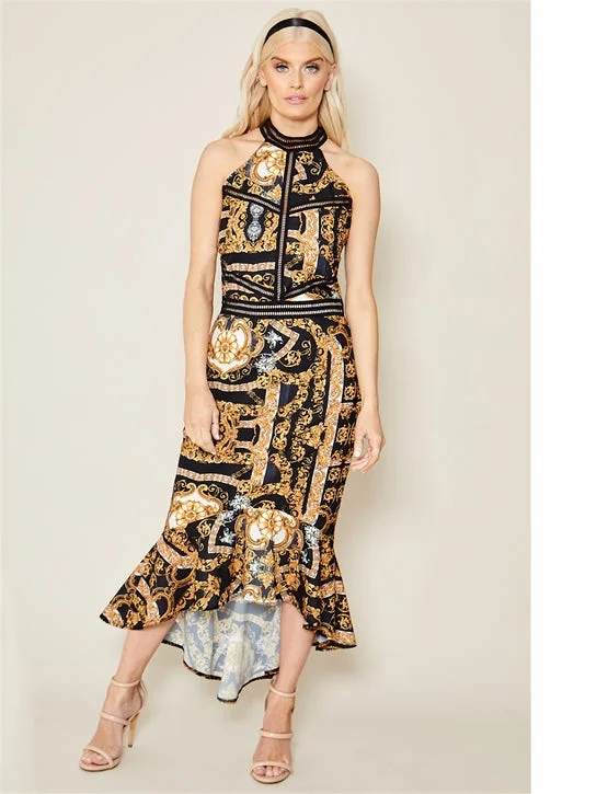 Aurorie Multi Print Halterneck Dress