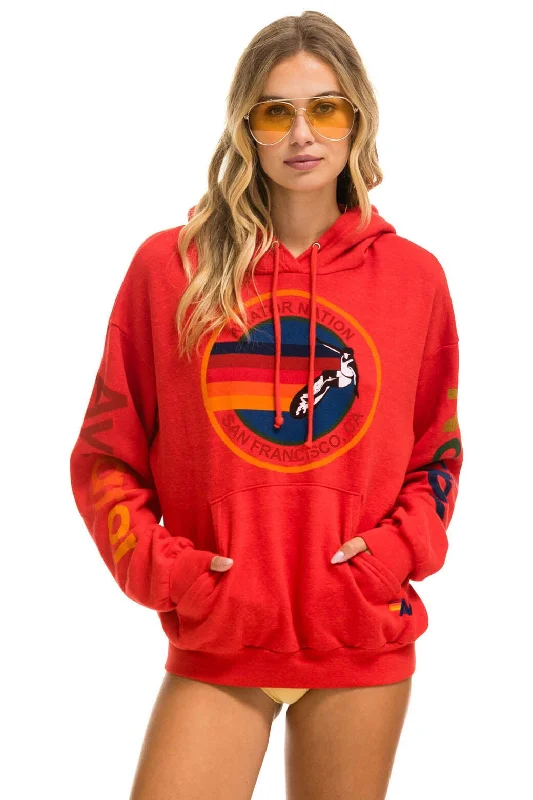 AVIATOR NATION SAN FRANCISCO RELAXED PULLOVER HOODIE - RED