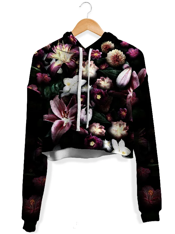 Blooming Teal Fleece Crop Hoodie