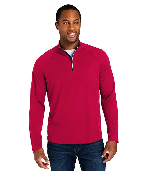 CE418 - Core 365 Mens Origin Performance Pique Quarter-Zip | Classic Red/Carbon