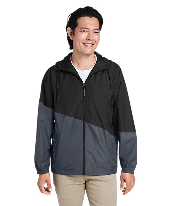 CE710 - Core 365 Unisex Techno Lite Colorblock Windbreaker | Black/Carbon