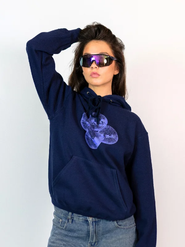 DISCO KUGLE (violet) HOODIE - NAVY