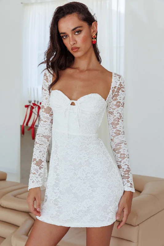 Like An Angel Long Sleeve Lace Dress White