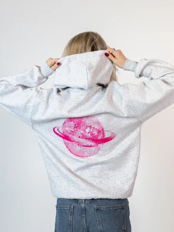 PLANET DISCO HOODIE (rygprint) - GRÅ