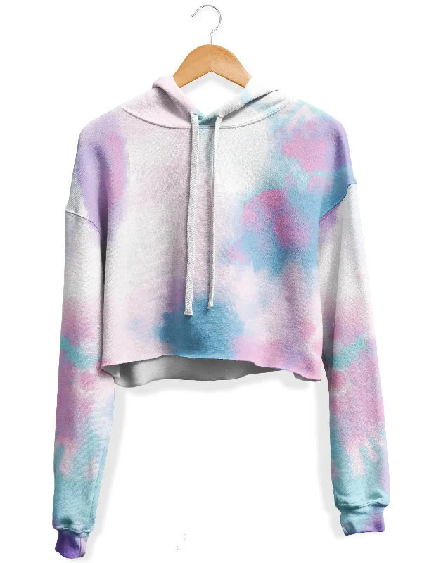 Purple Dye Fleece Crop Hoodie