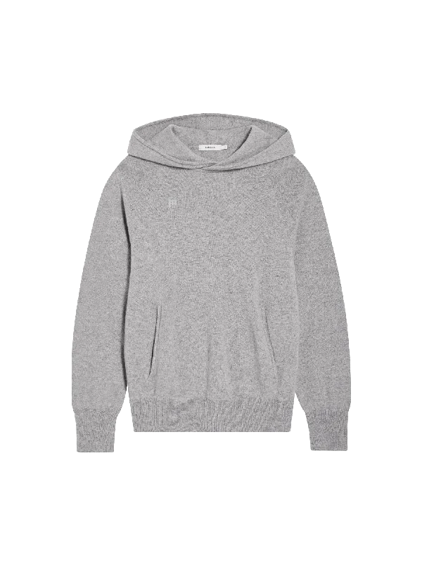 Womens Recycled Cashmere Hoodie—pale grey melange