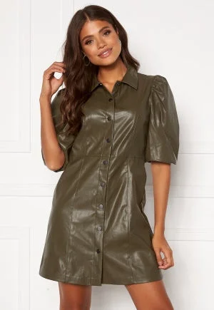 Rilla Faux Leather Dress Green