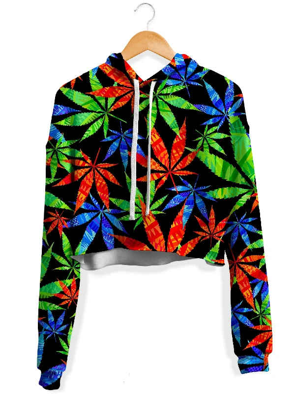 Weed Fleece Crop Hoodie