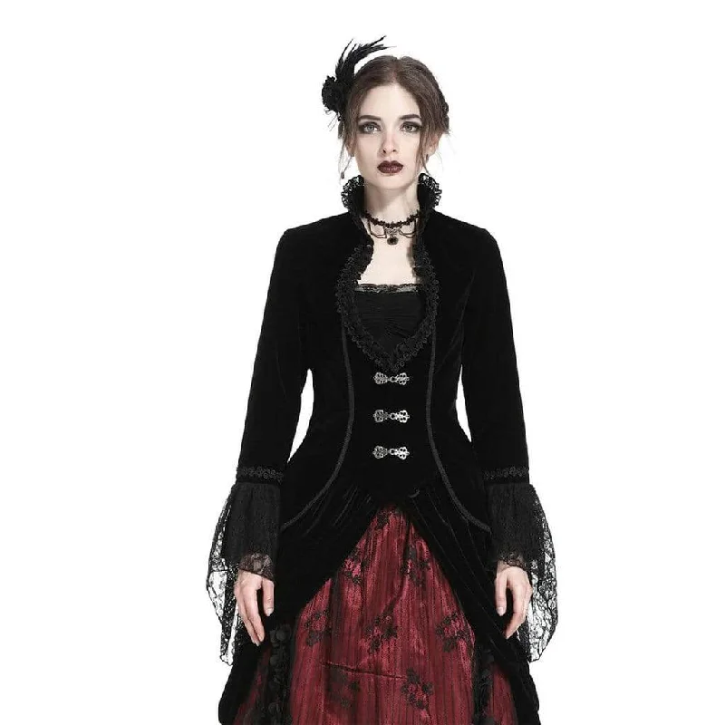 Women's Velour & Lace fitted Goth Jacket