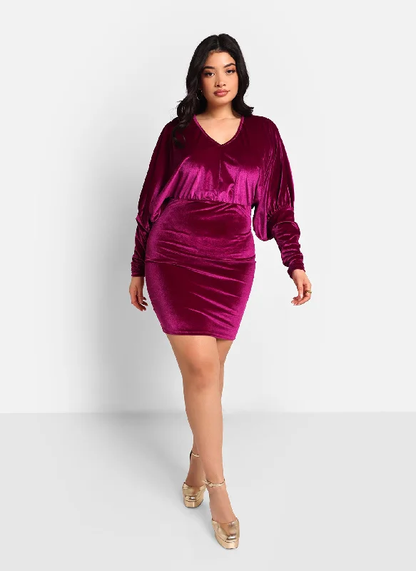 Elia Velvet Dolman Sleeve Mini Bodycon Dress