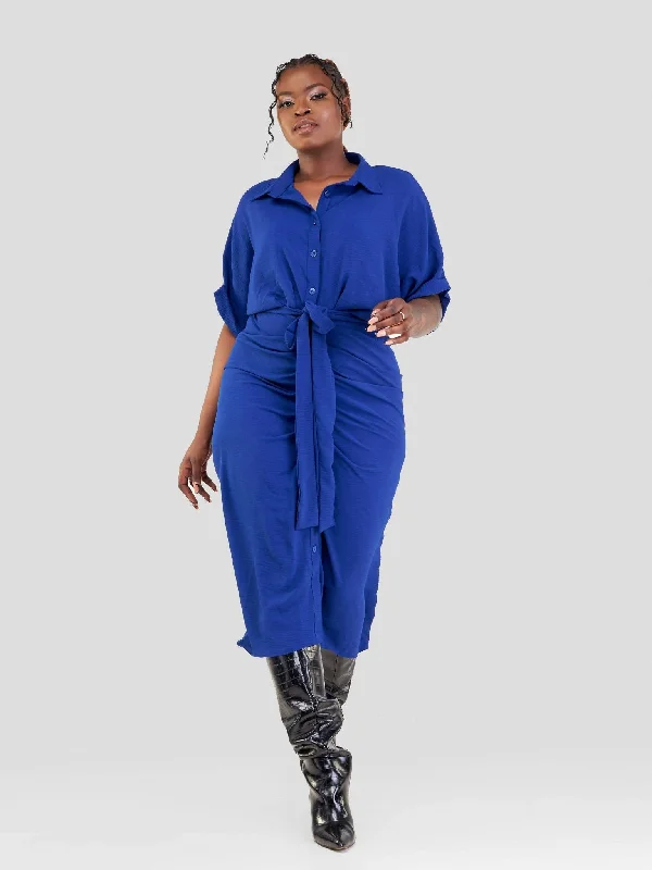 Lizola Amber Ruched Dress - Blue