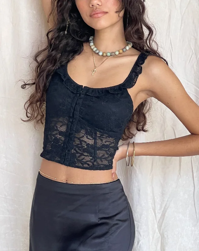 Laru Corset Top in Lace Black