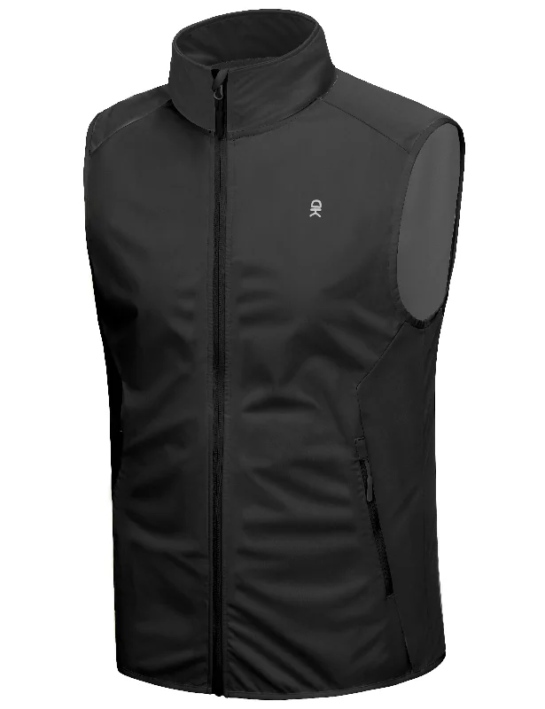 Men's Golf Vest, Windproof Softshell Sleeveless Jacket for Running Hiking