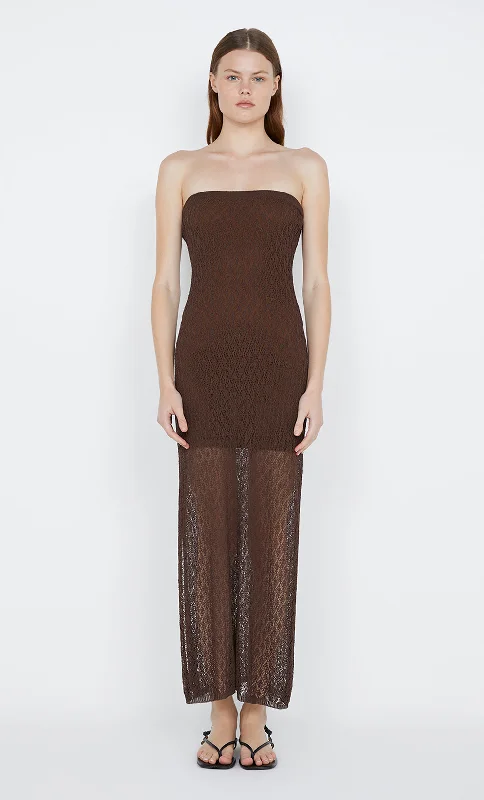 AURORA STRAPLESS DRESS - CHOC