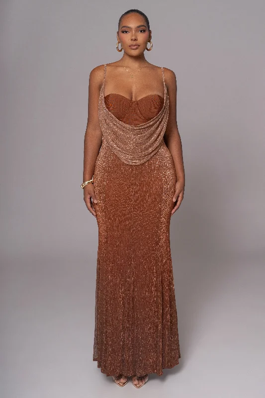 Gold Shimmery Nights Maxi Dress