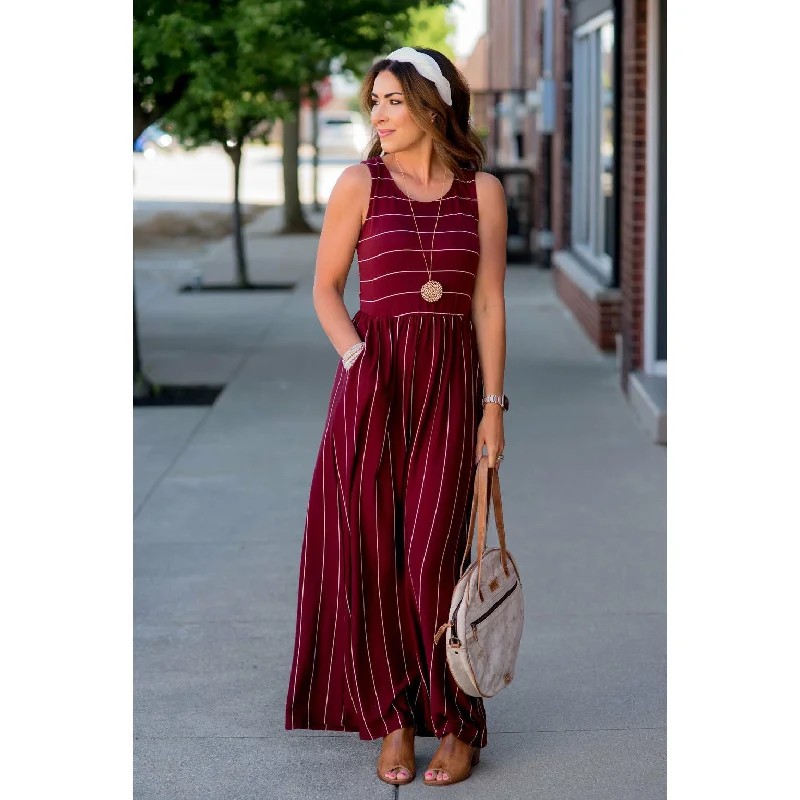 Striped Sleeveless Maxi