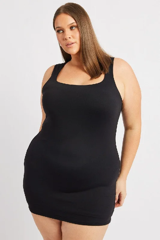 Black Mini Dress Scoop Neck Supersoft