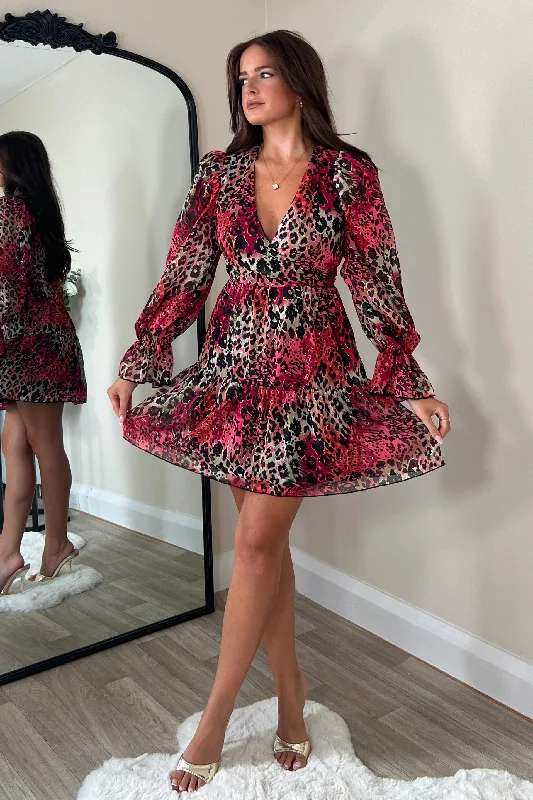 Gia Red Animal Mini Dress