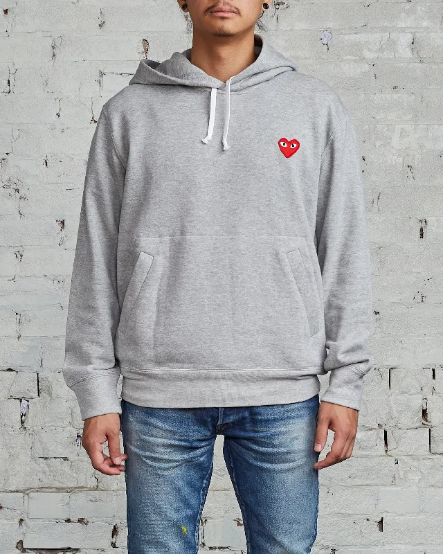 Comme des Garçons PLAY Red Heart Hooded Sweatshirt Grey