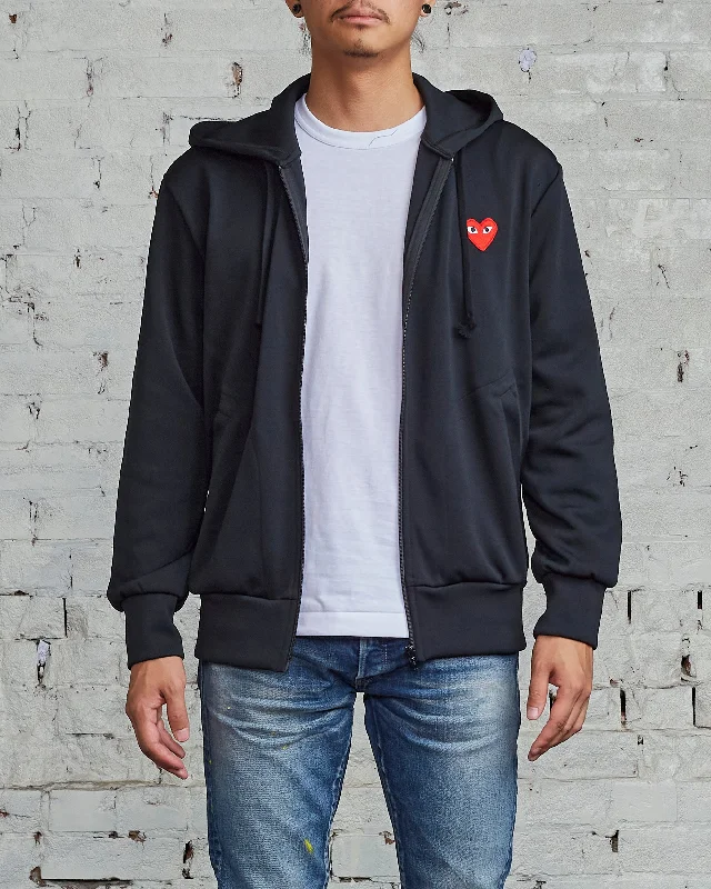 Comme des Garçons PLAY Red Heart Zip Hooded Sweatshirt Black