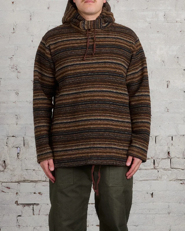 Engineered Garments Long Sleeve Hoody Fairisle Stripe Brown