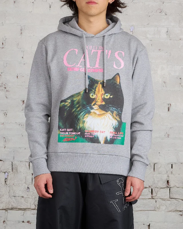 JW Anderson Cat Print Hoodie Mid Grey Melange