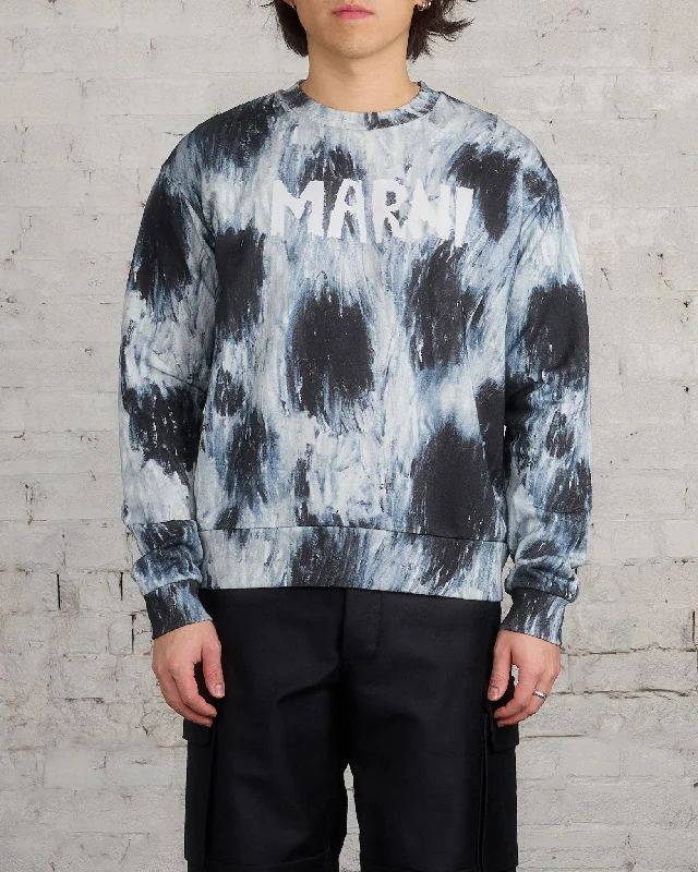 Marni Placed Scribble Logo Crewneck Antique Silver