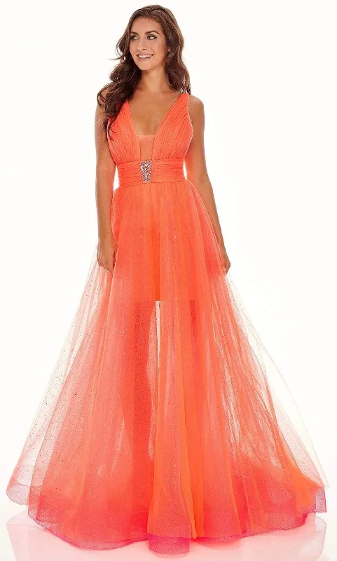 Rachel Allan - 70063 Plunging V Neck Tulle Dress