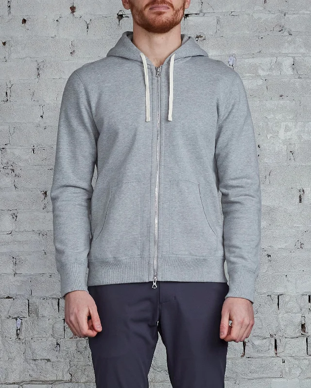 Reigning Champ Core Full Zip Hood Heather Grey